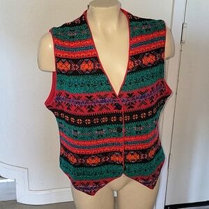 THE LIMITED Vintage Grandmacore Sweater Vest‎ Colorful L Winter Coastal Grandma